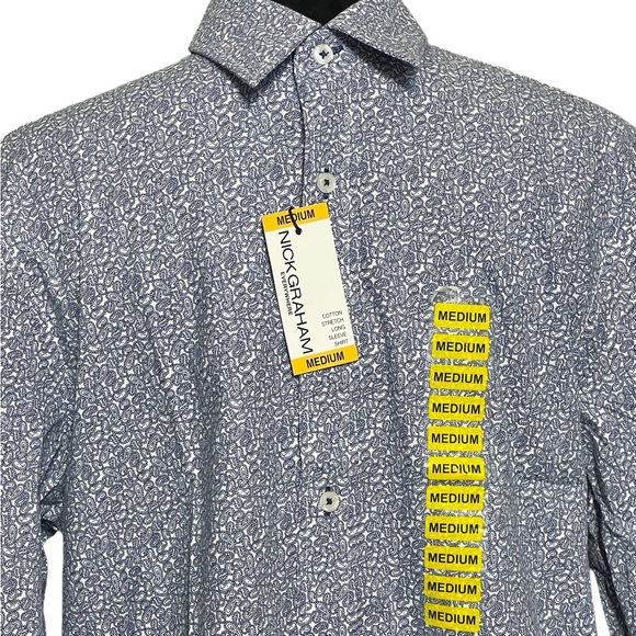 Nick Graham, Size Medium, Blue Paisley, Long Sleeve Button Down. NWT @21 - Picture 5 of 9